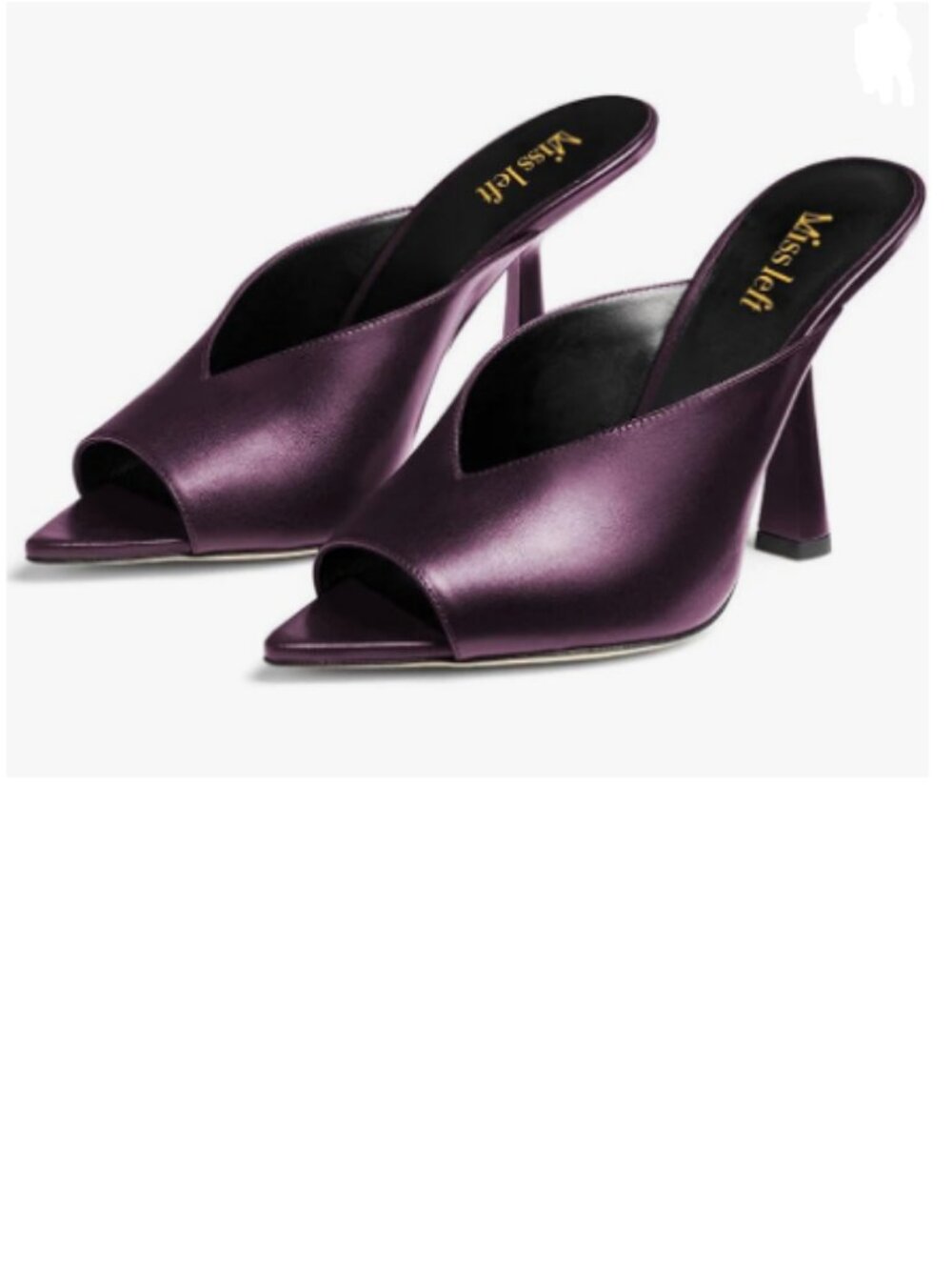 miss left Purple Peep Toe Cutout Mules Slip On High Heel Slide Sandals Dressy